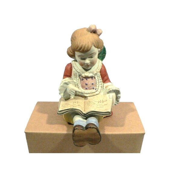 Bisque Ceramic Girl Collectible Figurine Matte Finish Hand Painted Stamped Japan - Picture 1 of 10